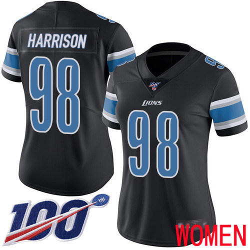 Detroit Lions Limited Black Women Damon Harrison Jersey NFL Football #98 100th Season Rush Vapor Untouchable->women nfl jersey->Women Jersey